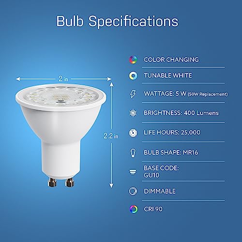 Feit Electric 50-Watt Equivalent MR16 Alexa Google Siri Smart RGBW LED Light Bulb White - Image 5