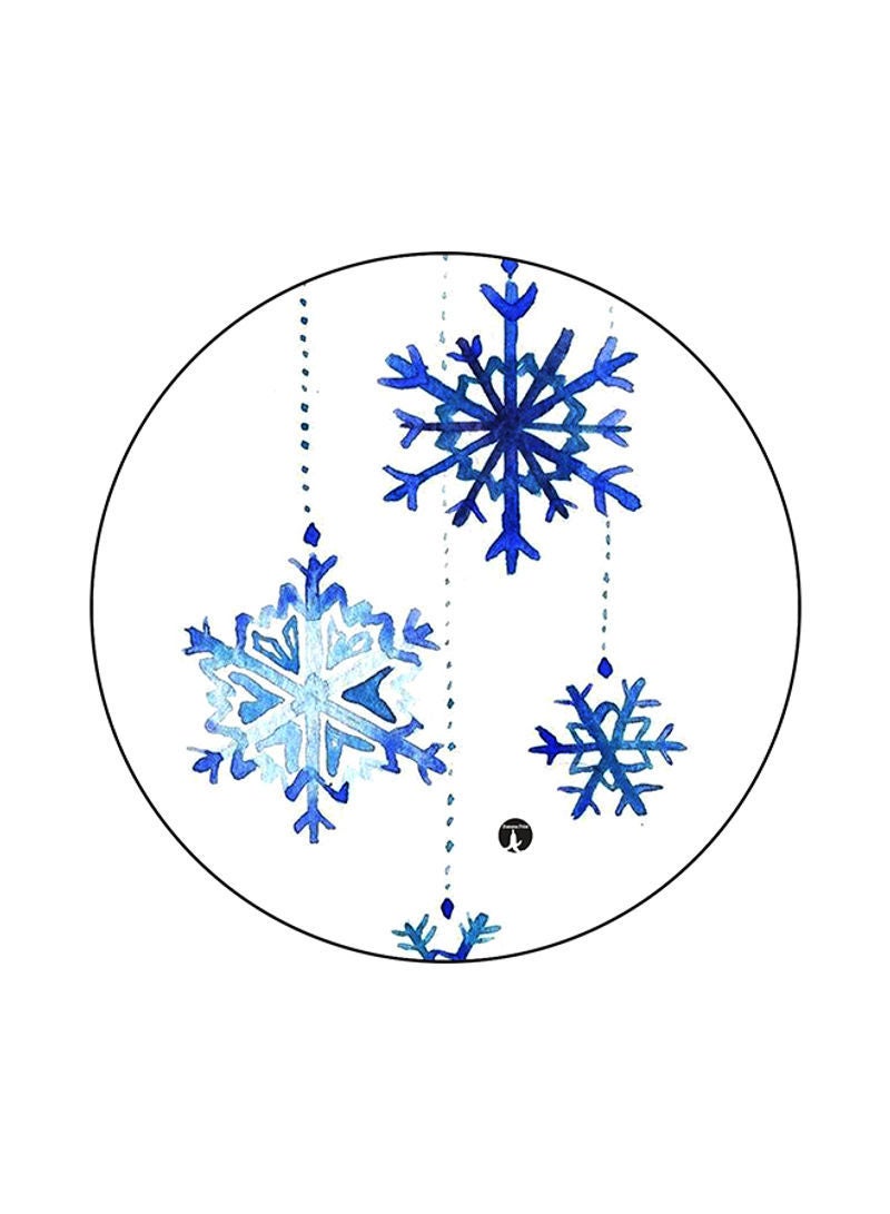 RKN Snow Flakes Round Mouse Pad Blue White