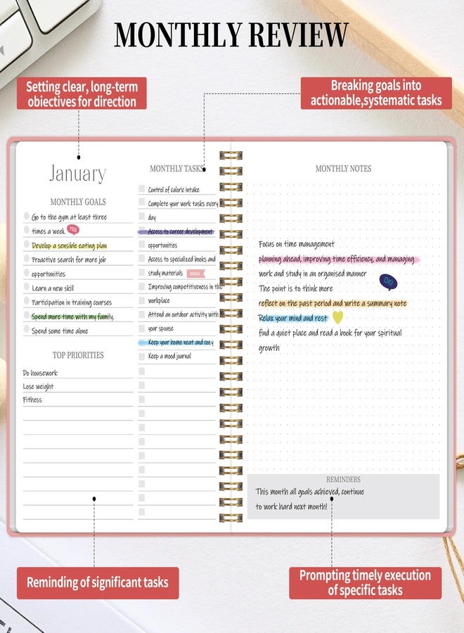 Kamoy Monthly Planner 2026-2027 - 2 Year Monthly Planner Calendar 2026-2027, Jan. 2026 - Dec. 2027, 7.3" * 9.5", 24 Months Calendar Planner with Note Pages, for Office, School Home Planning - Pink - Image 5