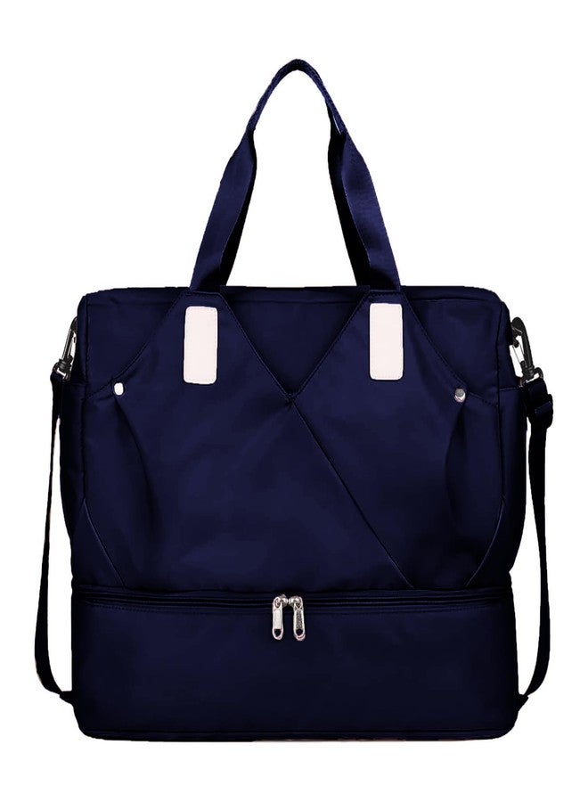 Aavjo Gym Travel Sports Kit Tote Workout Dance Bag Duffle for Men Women with Trolley Sleeve Wet Pocket Shoes Compartment (Navy Blue) - Image 1