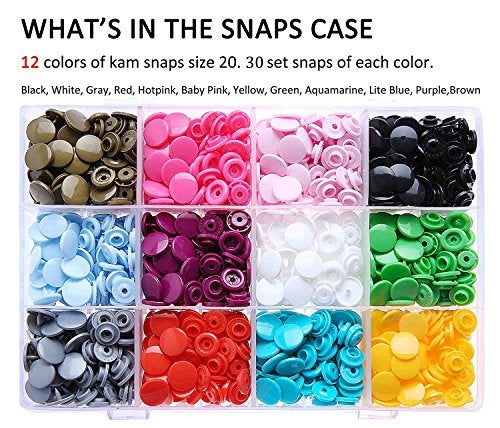 Seawhisper Original KAM Snaps Starter Fasteners Kit -360pcs KAMsnaps Size 20 + Snap Pliers for Crafts Clothing - Image 3