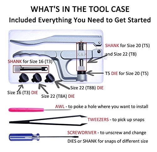 Seawhisper Original KAM Snaps Starter Fasteners Kit -360pcs KAMsnaps Size 20 + Snap Pliers for Crafts Clothing - Image 4