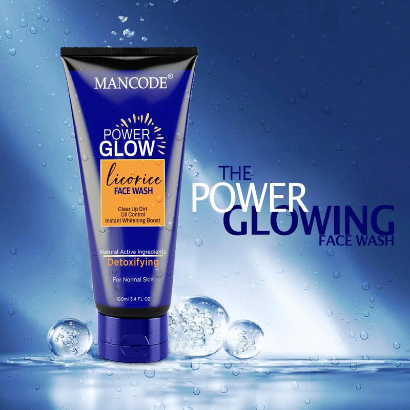 MAN CODE MANCODE Power Glow Face Wash for Men with licorice extract Best Oil Control Face Wash for Men Ideal for All Skin Deep Skin Cleansing Instant Whitening Boost Suitable For all Skin Type 100 ML - Image 4