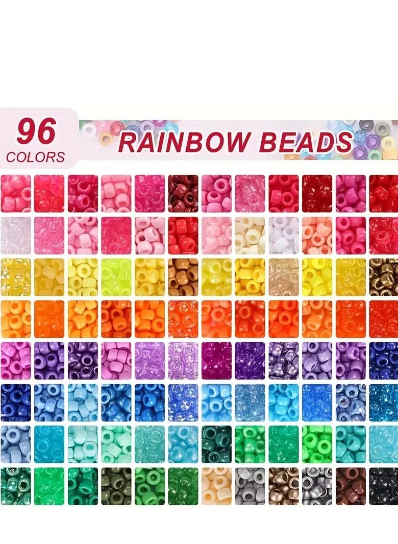 3250PCS Pony Beads Bracelet Making Kit – 96 Colors with Letter & Heart Beads, Elastic Threads – Friendship Bracelets & Jewelry DIY Craft Kit