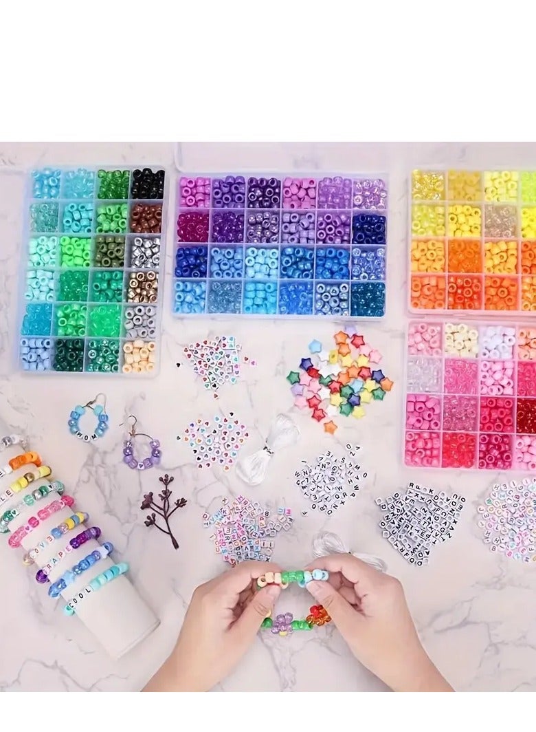 3250PCS Pony Beads Bracelet Making Kit – 96 Colors with Letter & Heart Beads, Elastic Threads – Friendship Bracelets & Jewelry DIY Craft Kit