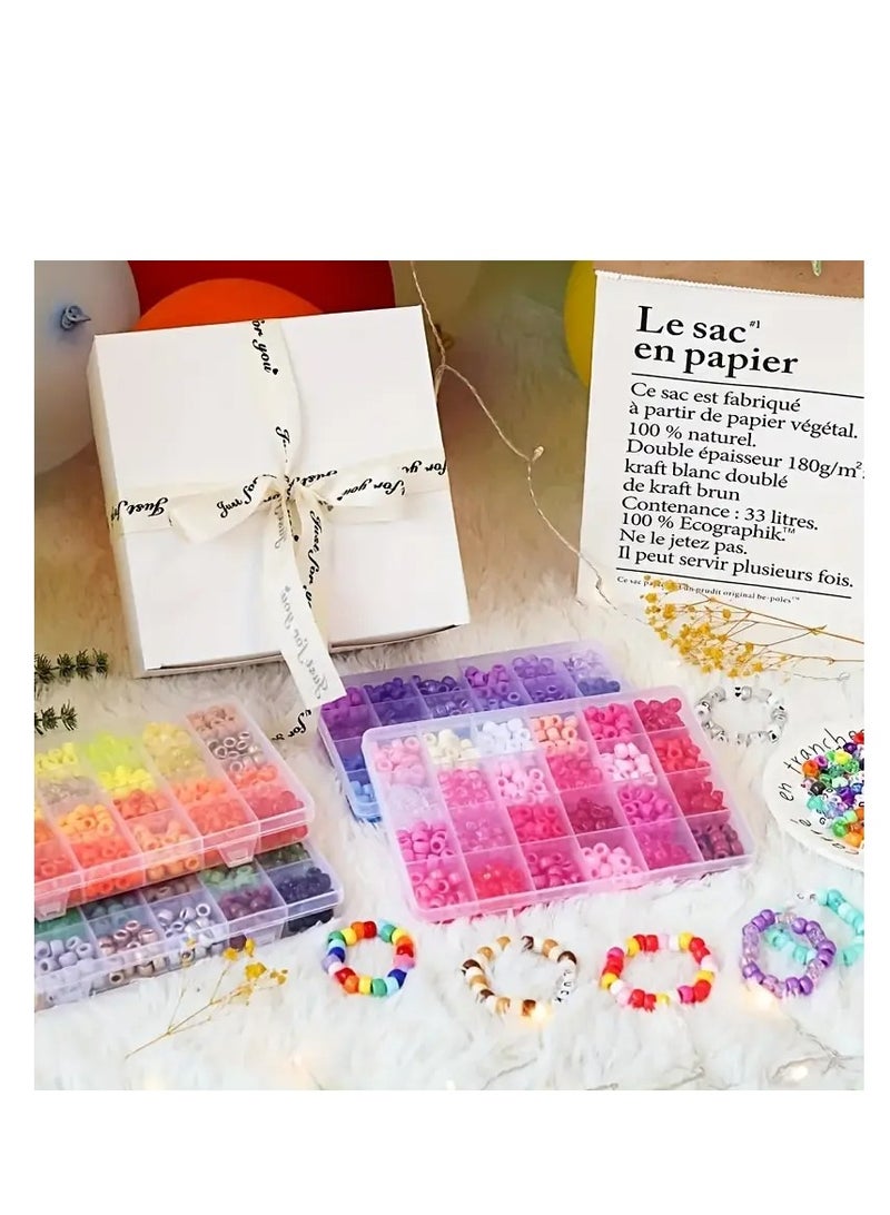 3250PCS Pony Beads Bracelet Making Kit – 96 Colors with Letter & Heart Beads, Elastic Threads – Friendship Bracelets & Jewelry DIY Craft Kit