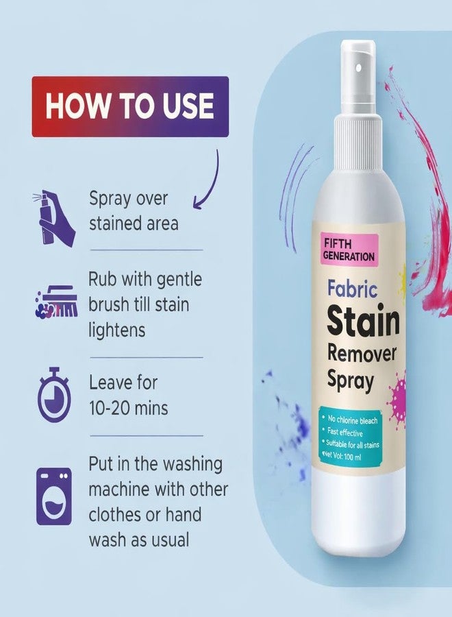 McMus Fifth Genration Stain Remover Treater Spray-Fabric Remover for Spots on Clothes, Underwear, Carpets, Linens, Laundry, Grease All color Stain Remover Fabric (100 ml) - Image 3