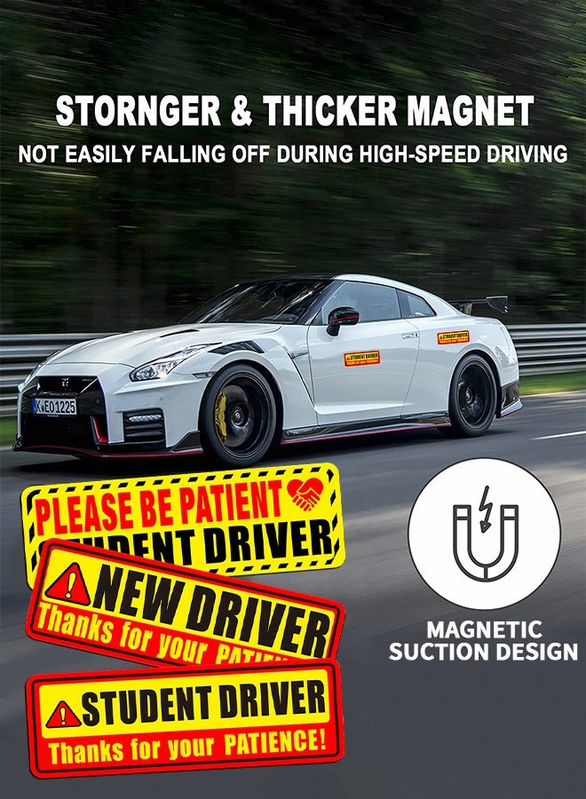 GROIC 3Pcs Reflective car Sticker New Driver Magnet for Car, Reflective Please Be Patient New Driver Signs, Student Driver Magnetic Safety Signs, Novice Driver Warning Vehicle Bumper Sticker Removable - Image 4