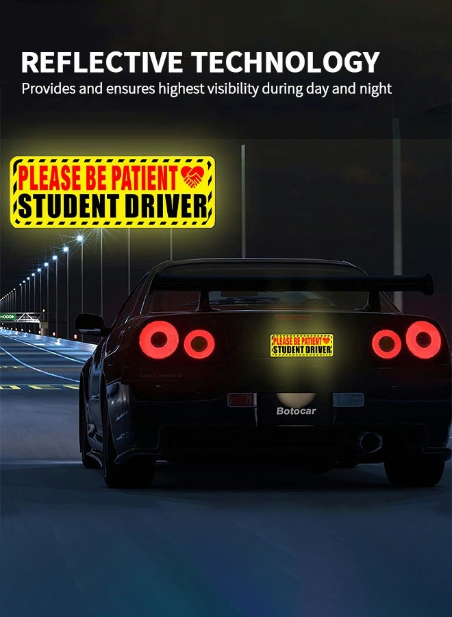 GROIC 3Pcs Reflective car Sticker New Driver Magnet for Car, Reflective Please Be Patient New Driver Signs, Student Driver Magnetic Safety Signs, Novice Driver Warning Vehicle Bumper Sticker Removable - Image 5