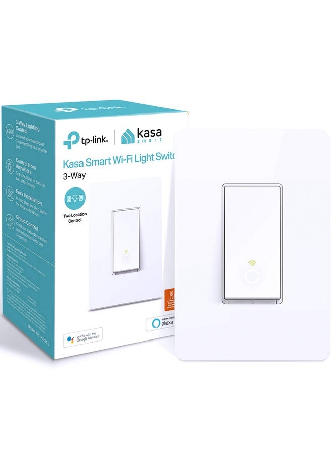 Kasa Smart - Kasa Smart 3 Way Switch HS210, Needs Neutral Wire, 2.4GHz Wi-Fi Light Switch works with Alexa and Google Home, UL Certified, No Hub Required , white - Image 1