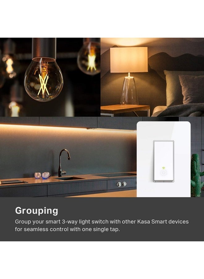 Kasa Smart - Kasa Smart 3 Way Switch HS210, Needs Neutral Wire, 2.4GHz Wi-Fi Light Switch works with Alexa and Google Home, UL Certified, No Hub Required , white - Image 1