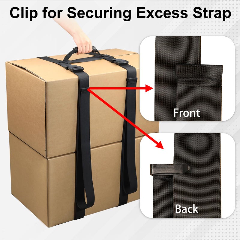 NVAAV 137.8 Inch Box Carrying Strap with Handle, Extra-Long Adjustable Heavy Duty H-Shaped Style Straps with Strap Organizer Clip, Handheld Belt Designed for Safely Lifting Large Boxes, Easy to Move Luggage - Image 3