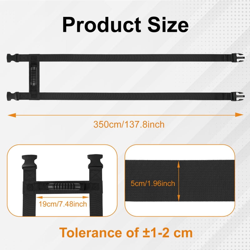 NVAAV 137.8 Inch Box Carrying Strap with Handle, Extra-Long Adjustable Heavy Duty H-Shaped Style Straps with Strap Organizer Clip, Handheld Belt Designed for Safely Lifting Large Boxes, Easy to Move Luggage - Image 2