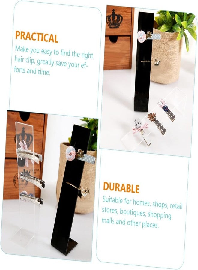 Anistuff 2 Pieces Clear Acrylic Hair Clip Display Stand L-Shaped Hairpin Display Holder Barrette Display Stand Holder Hair Clip Organizer Stand Holder, Transparent (Black) - Image 4
