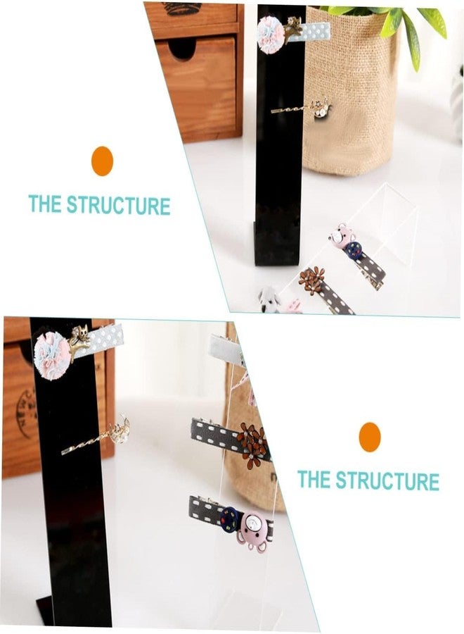 Anistuff 2 Pieces Clear Acrylic Hair Clip Display Stand L-Shaped Hairpin Display Holder Barrette Display Stand Holder Hair Clip Organizer Stand Holder, Transparent (Black) - Image 5