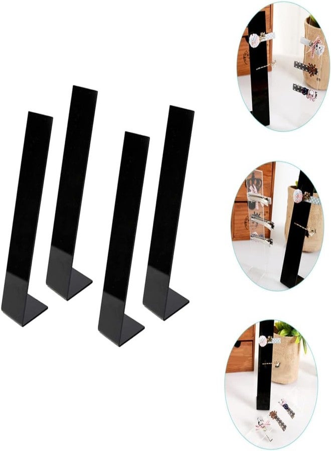 Anistuff 2 Pieces Clear Acrylic Hair Clip Display Stand L-Shaped Hairpin Display Holder Barrette Display Stand Holder Hair Clip Organizer Stand Holder, Transparent (Black) - Image 3