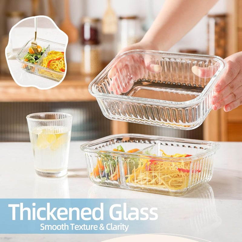 YumLock Glass Food Storage Containers with Lunch Bag, 3 & 2 Compartments, Meal Prep Container Microwave Safe with Lids - Pantry & Kitchen Storage, Lunch Containers for Kids & Adults, Bento Box, Pink - Image 3