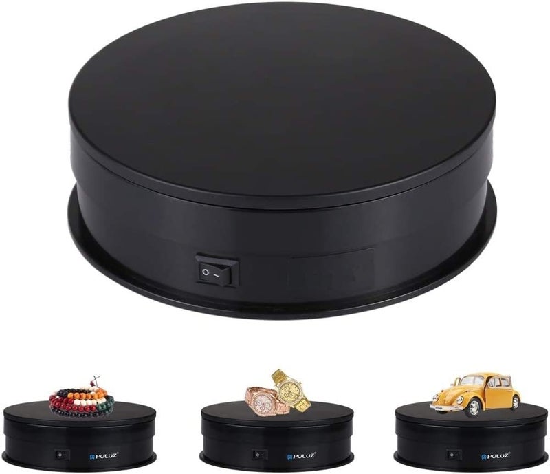 Jubilant حامل عرض دوار للتصوير بزاوية 360 درجة، بقطر 5.7 بوصة (15 سم) لحامل عرض دوار بزاوية 360 درجة لتصوير الفيديو، الدمى، المجوهرات، أقصى حمولة 10 كجم (أسود) (أسود) - Image 1