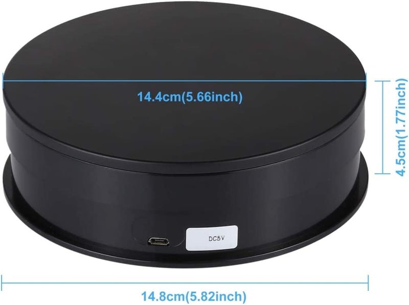 Jubilant حامل عرض دوار للتصوير بزاوية 360 درجة، بقطر 5.7 بوصة (15 سم) لحامل عرض دوار بزاوية 360 درجة لتصوير الفيديو، الدمى، المجوهرات، أقصى حمولة 10 كجم (أسود) (أسود) - Image 2