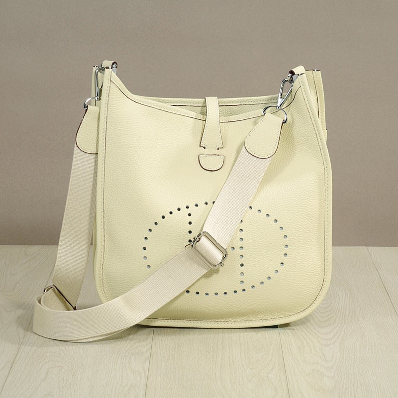 New 2025 Genuine Leather Cowhide Original Pebbled Shoulder Crossbody Women'S Bag Casual Bucket Bag Evelyn - Image 5