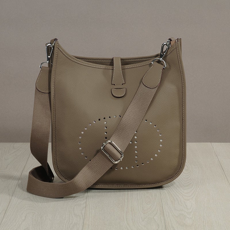 New 2025 Genuine Leather Cowhide Original Pebbled Shoulder Crossbody Women'S Bag Casual Bucket Bag Evelyn - Image 3