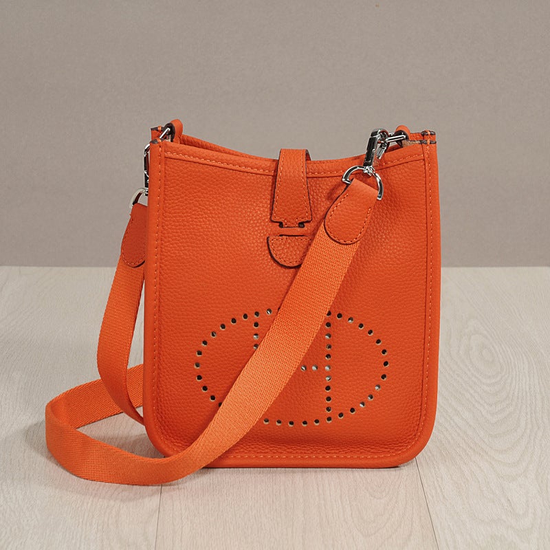New 2025 Genuine Leather Cowhide Original Pebbled Shoulder Crossbody Women'S Bag Casual Bucket Bag Evelyn - Image 4