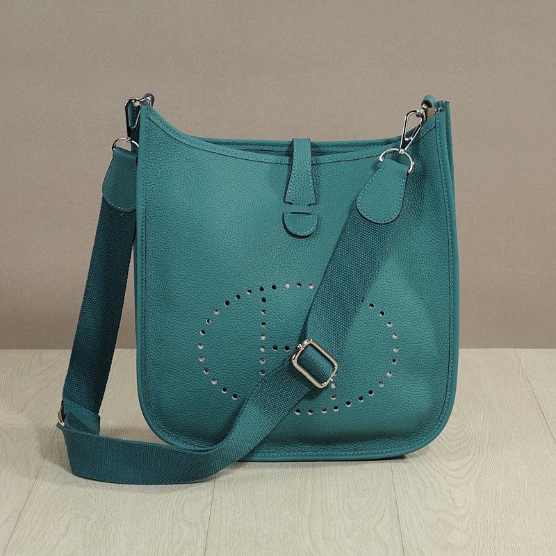 New 2025 Genuine Leather Cowhide Original Pebbled Shoulder Crossbody Women'S Bag Casual Bucket Bag Evelyn - Image 2