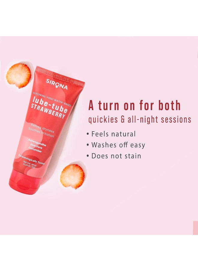 Sirona Lube Strawberry Flavoured Natural Lubricant Gel for Men & Women | Glycerine Free | Water-Based | Everyday Vaginal Moisturizer - 50 ml (Pack of 1) - Image 3