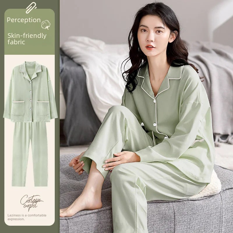 Spring and Autumn Pajamas Women''s 100 Cotton Loose Large Size Thin Long Sleeve Summer New Outfit Home Suit - Image 2