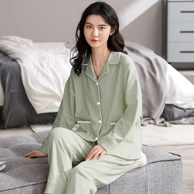 Spring and Autumn Pajamas Women''s 100 Cotton Loose Large Size Thin Long Sleeve Summer New Outfit Home Suit - Image 4