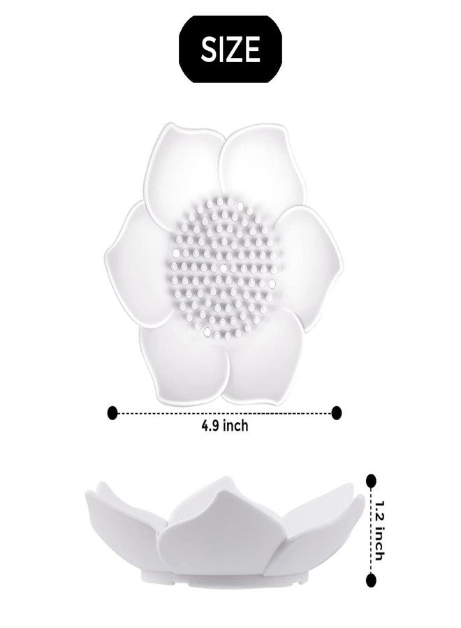 LINYUEARUI 2 Pack Lotus Shower Steamer Trays, Silicone soap Holder, Drainage Box, Bathroom Accessories, Kitchen and Bathroom Counter, Small self draining soap Holder (White+Pink) - Image 5