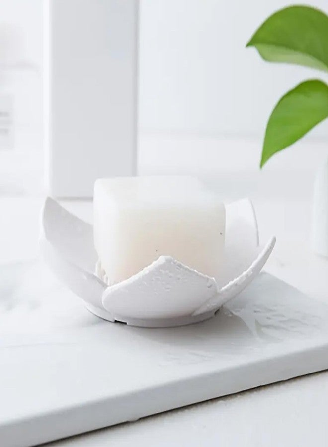 LINYUEARUI 2 Pack Lotus Shower Steamer Trays, Silicone soap Holder, Drainage Box, Bathroom Accessories, Kitchen and Bathroom Counter, Small self draining soap Holder (White+Pink) - Image 3