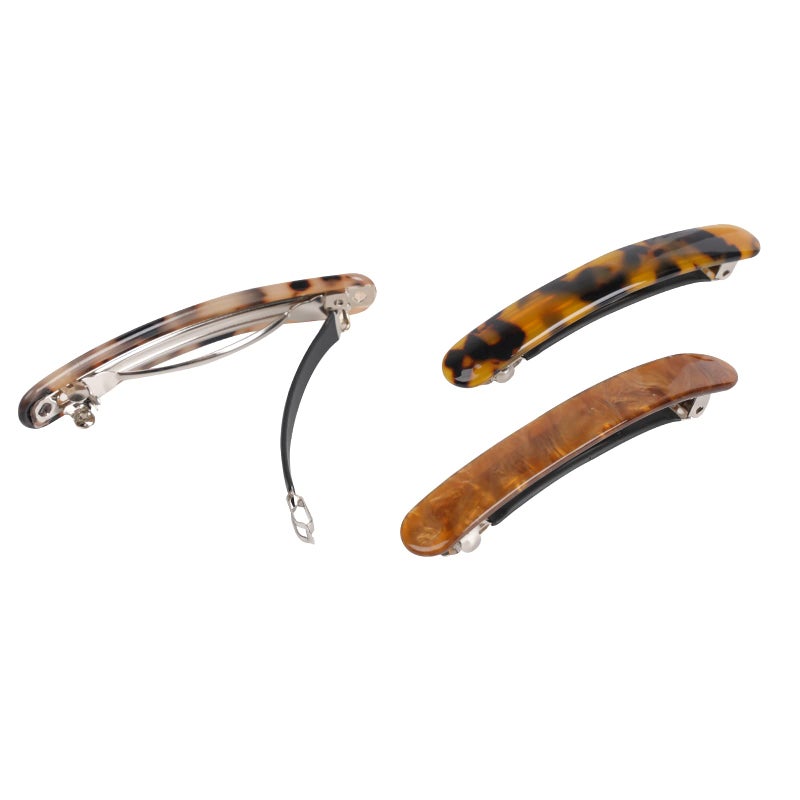 Folansy 3PCS French Tortoise Shell Automatic Hair Barrettes and Retro Clasps for Women's Thick Medium Volume Hair (Sakura Pink, Ivory, Lavender) - Image 3