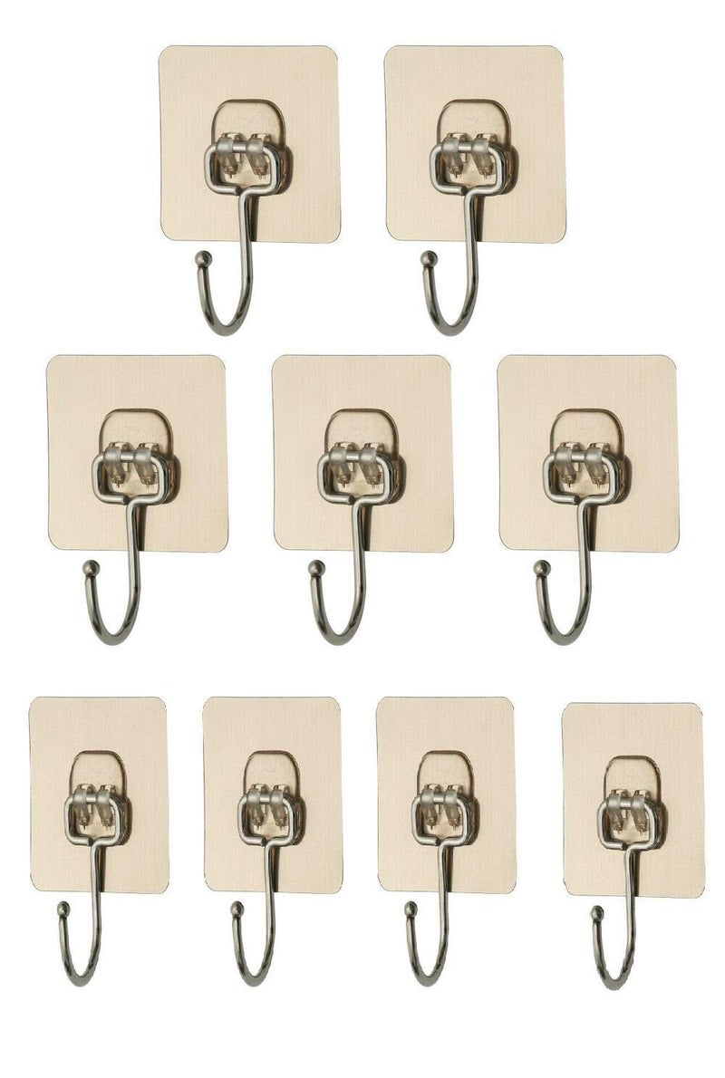 ZEBROC 9Pcs Stainless Steel Wall Hangers Bath Towel Hook Self Adhesive Hooks Stick On Wall Hanging Door Clothes Holder Utility Hanging Hooks Storage Transparent 9 - Image 2