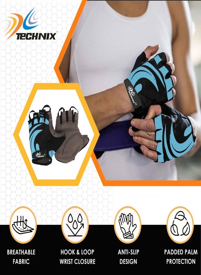 Technix 8907313006281 Lycra-Spandex Endurance Fitness Gloves, Medium (Blue) - Image 4