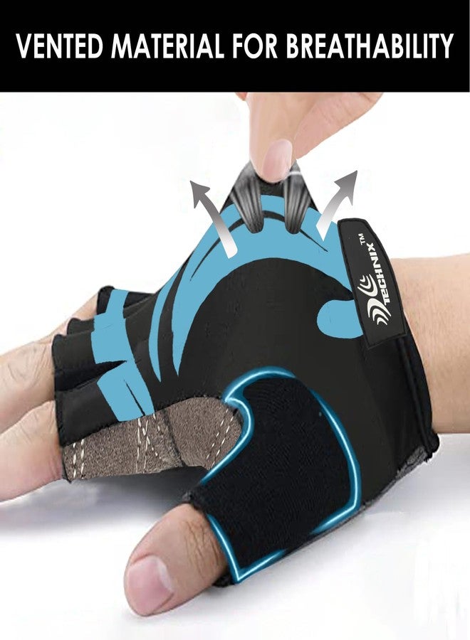 Technix 8907313006281 Lycra-Spandex Endurance Fitness Gloves, Medium (Blue) - Image 2