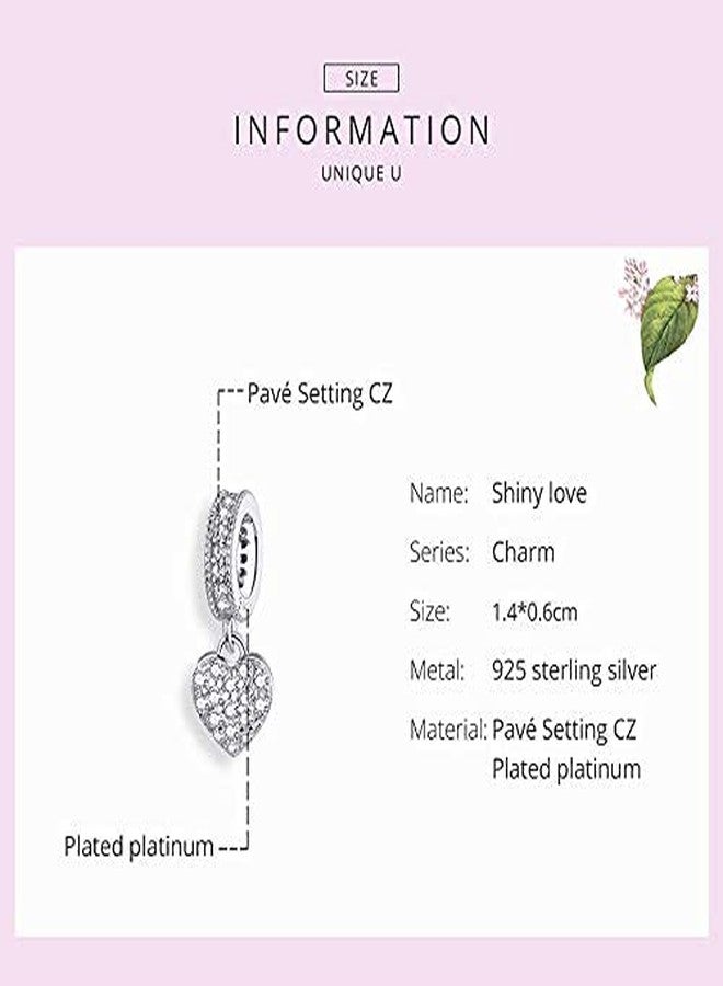 WOSTU 925 Sterling Silver Mother's Day Dangle Heart Charms For Bracelets For Mother Mom Mum Women Daughter Girlfriend Fit Bracelets for New Year Valentine's Day - Image 5