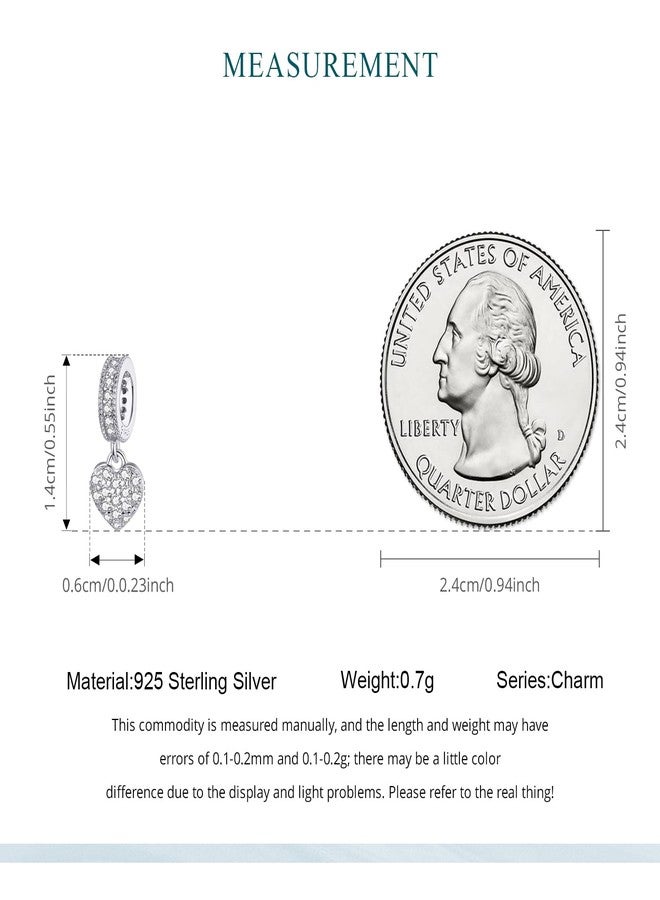 WOSTU 925 Sterling Silver Mother's Day Dangle Heart Charms For Bracelets For Mother Mom Mum Women Daughter Girlfriend Fit Bracelets for New Year Valentine's Day - Image 3