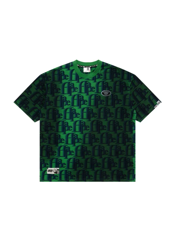 ايه ايه بي إي Moonface logo monogram pattern tee