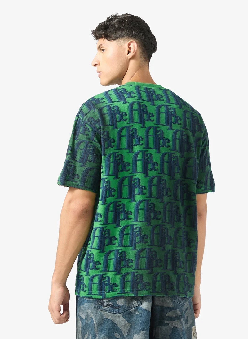 AAPE Moonface logo monogram pattern tee