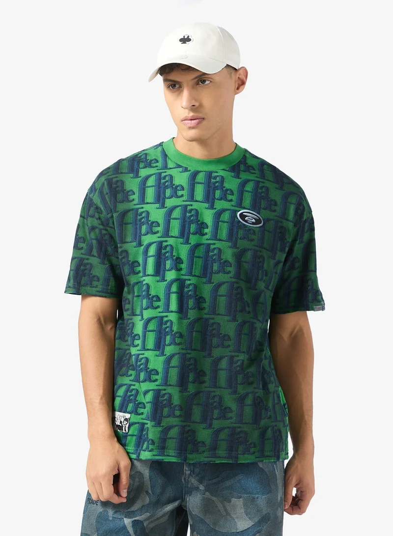 AAPE Moonface logo monogram pattern tee