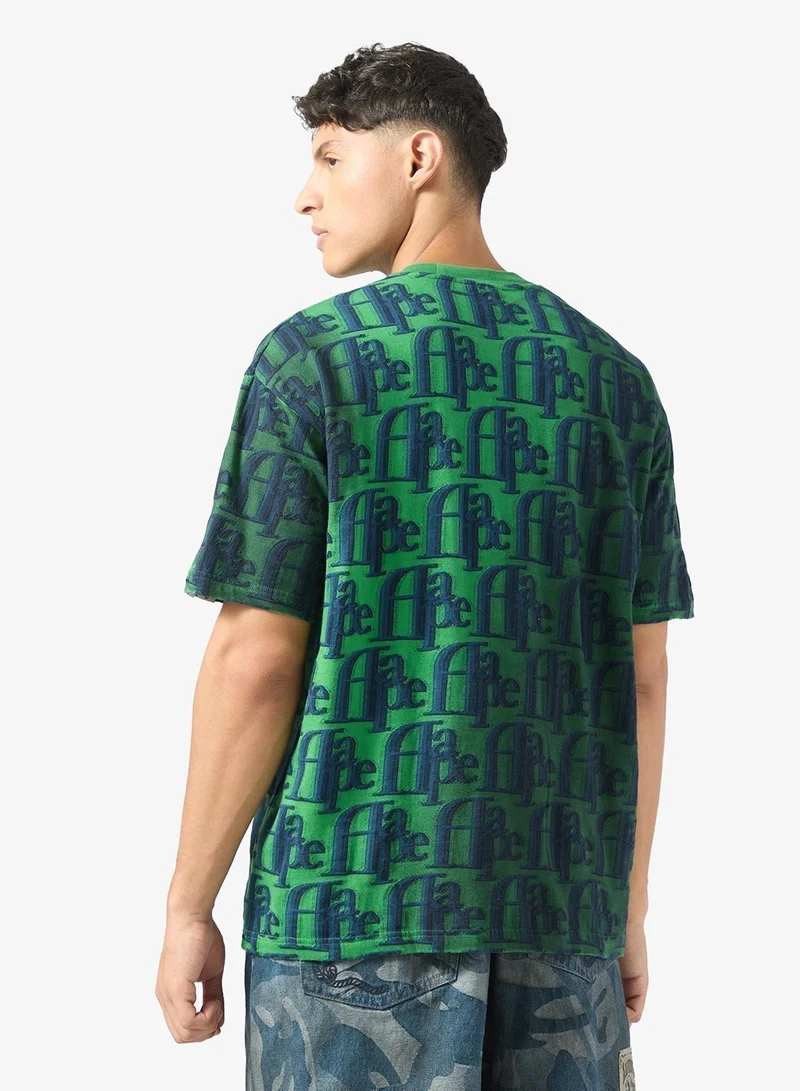 AAPE Moonface logo monogram pattern tee