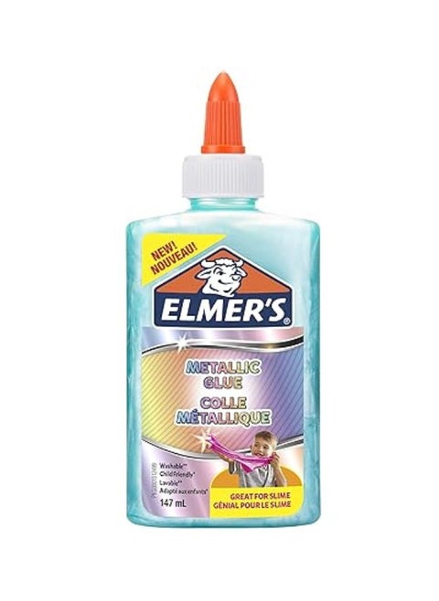Elmer's Metallic PVA Glue | Teal | 147 mL | Washable & Kid Friendly | metallic glue for eye-catching arts| Great for Making Slime Pack of -1