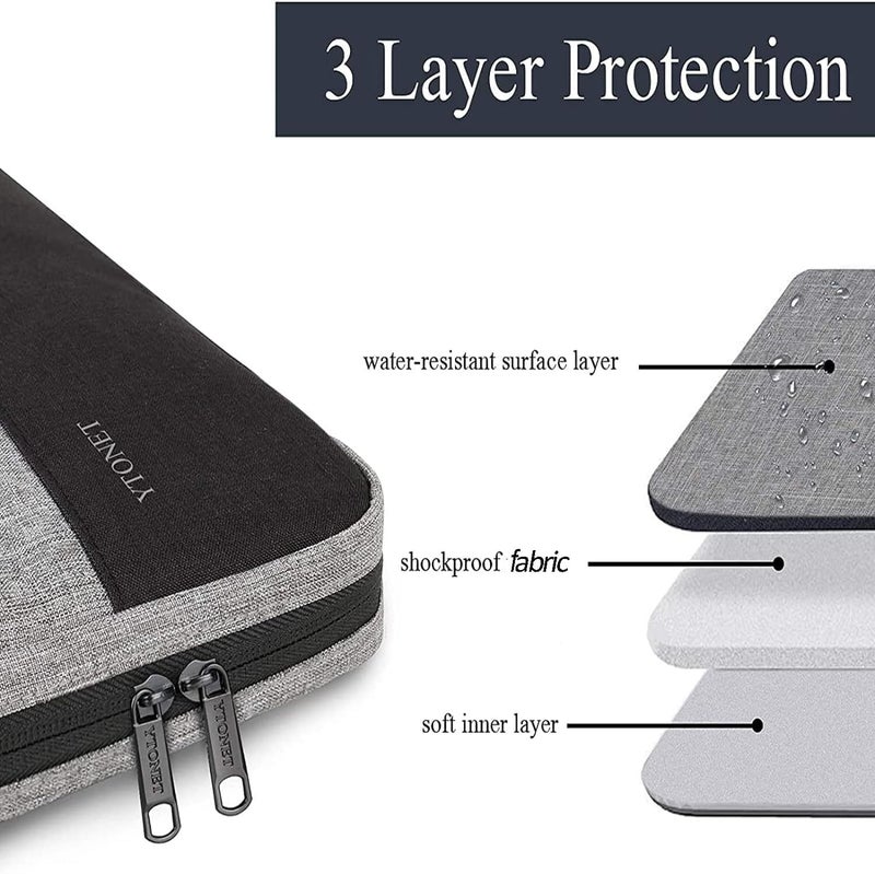 Ytonet Laptop Case, 15.6 inch TSA Laptop Sleeve Computer Bag Water Resistant Computer Case Carrying Cover Compatible for Lenovo, HP, Dell, Asus Notebook, Gifts for Men Women, Grey - Image 2