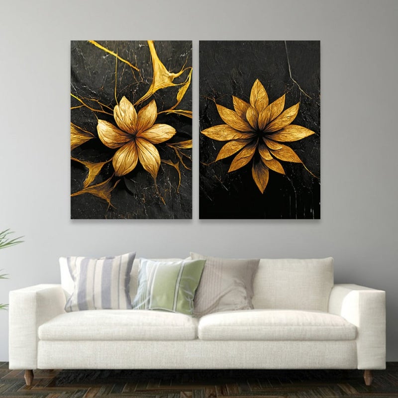 Marktna A double canvas painting with a modern design and rose pattern, measuring 100 x 70 cm. - Image 1