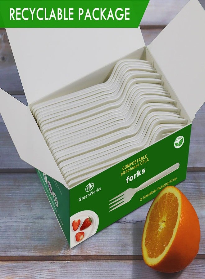 GreenWorks Heavy-duty Compostable Forks, BPI Certified 100 Count Large Disposable Cutlery Utensils Silverware Flatware Fork - Image 5