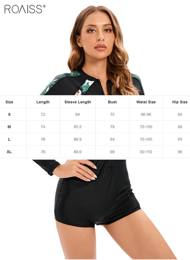 Women's Printed One Piece Swimsuit Zip Closure for Easy on and off Stretch Slim Long Sleeved Shorts - pzsku/Z0181BADA4A9213A33F2EZ/45/_/1694742547/2055cf48-a84f-4e90-8021-39098d140297