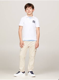TOMMY HILFIGER Boys' Regular Fit Varsity Letter Polo -  Pure cotton, White  - Image 4