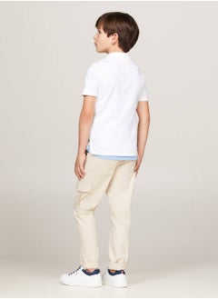 TOMMY HILFIGER Boys' Regular Fit Varsity Letter Polo -  Pure cotton, White  - Image 2
