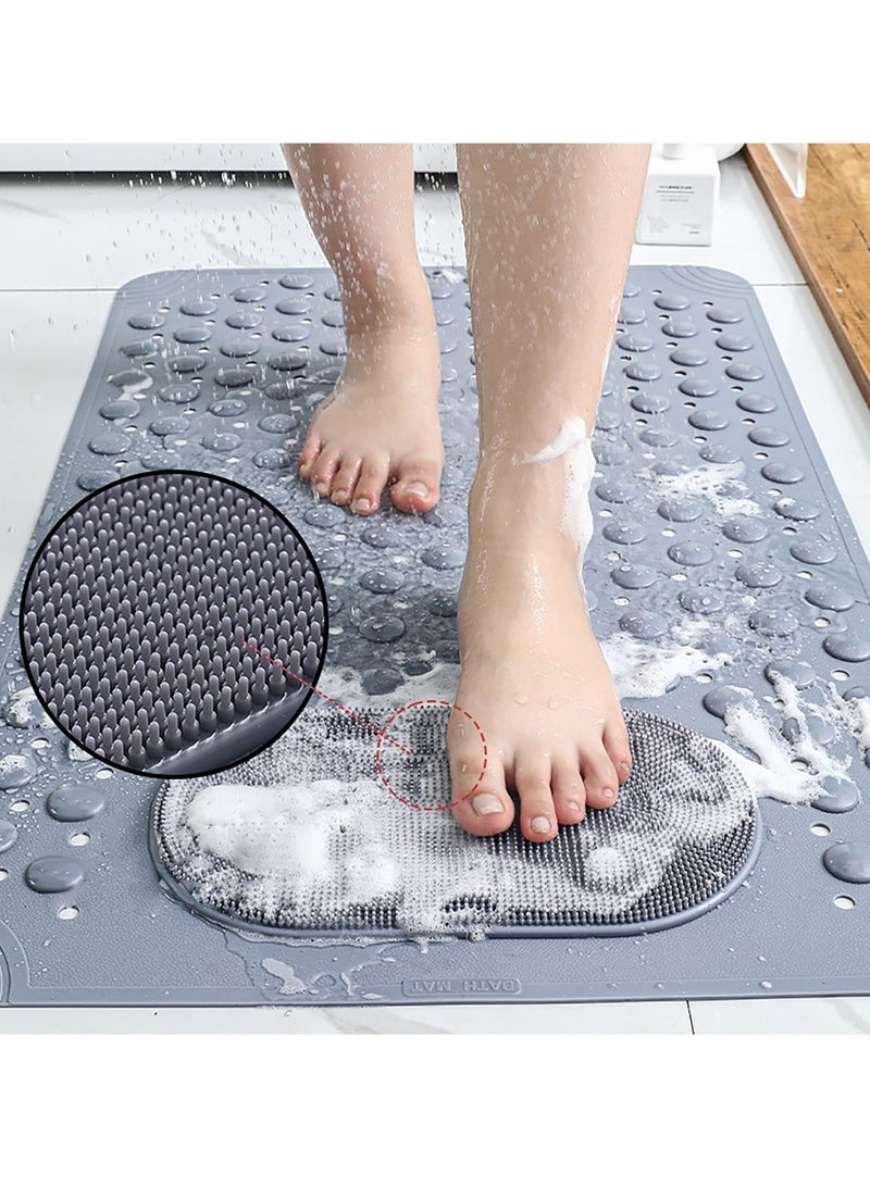 Hihonor Non Slip Bath Mats for Tub with Suction Cups, Drain Holes Bathtub Mats, Machine Washable, Bathroom Shower Mat, 40 * 70cm (Grey） - Image 2